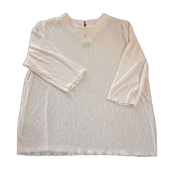 Anthony Richards White Crinkle Textured 3/4 Sleeve Boho Tunic Top Fits XL–XXL - Picture 2 of 7